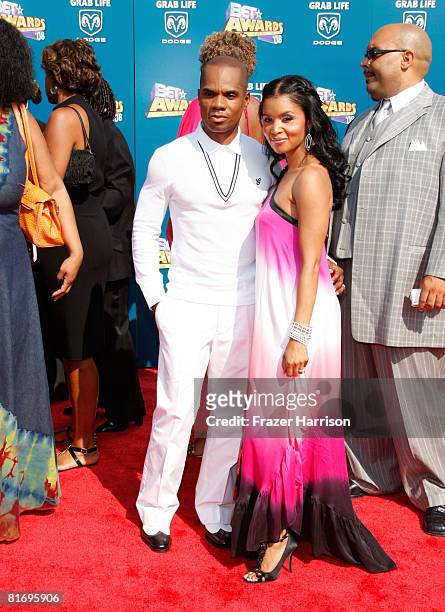 Gospel Singer Kirk Franklin and wife Tammy Collins arrives at the 2008 BET Awards held at the Shrine Auditorium on June 24, 2008 in Los Angeles,...