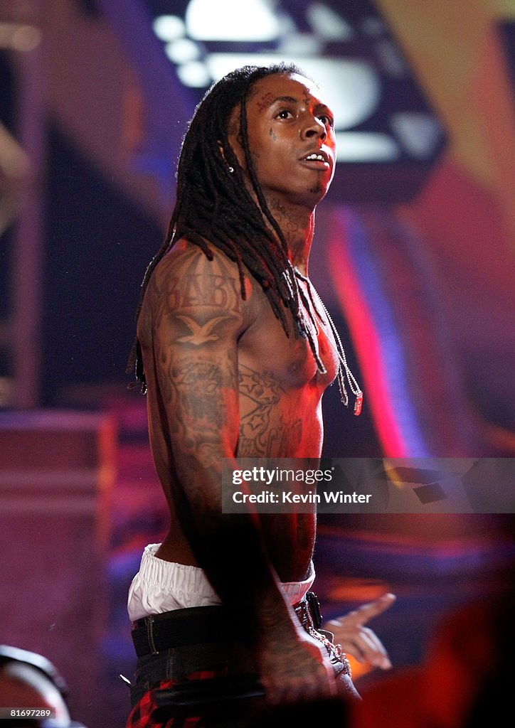 Famous Rapper In 2008 Rapper Lil' Wayne performs onstage during the 2008 BET Awards held at ...