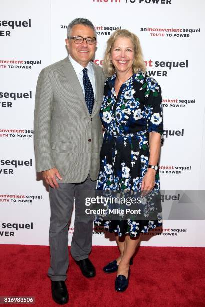 Jeffrey Toobin and Amy McIntosh attend "An Inconvenient Sequel: Truth to Power" New York Screening at the Whitby Hotel on July 17, 2017 in New York...