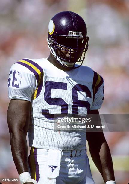 Minnesota Vikings defensive end Chris Doleman during the Vikings 49-20 victory over the Tampa Bay Buccaneers on October 23, 1988 at Tampa Stadium in...