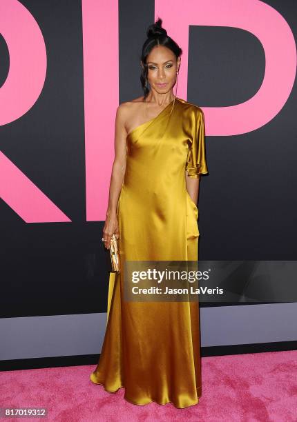 Actress Jada Pinkett Smith attends the premiere of "Girls Trip" at Regal LA Live Stadium 14 on July 13, 2017 in Los Angeles, California.