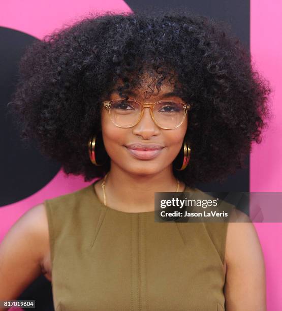 Actress Yara Shahidi attends the premiere of "Girls Trip" at Regal LA Live Stadium 14 on July 13, 2017 in Los Angeles, California.