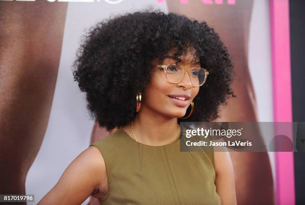 Actress Yara Shahidi attends the premiere of "Girls Trip" at Regal LA Live Stadium 14 on July 13, 2017 in Los Angeles, California.