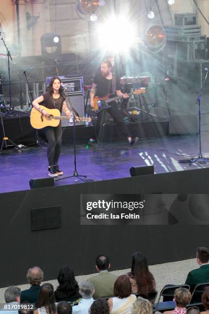 Amy MacDonald performs on stage during the Thurn & Taxis Castle Festival 2017 on July 17, 2017 in Regensburg, Germany.