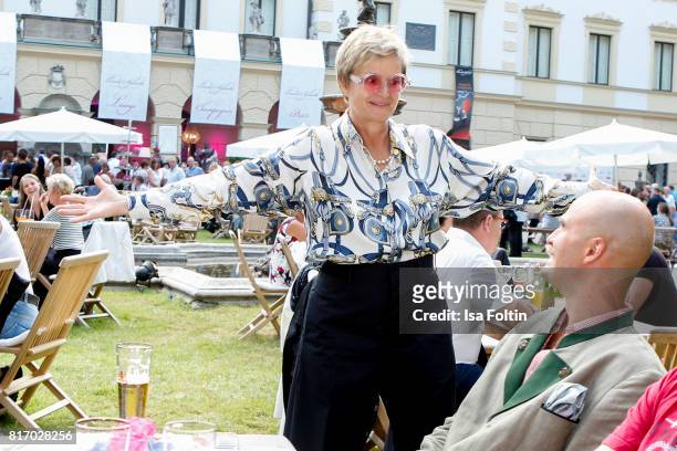 Gloria von Thurn und Taxis and her son Albert von Thurn und Taxis during the Amy McDonald concert at the Thurn & Taxis Castle Festival 2017 on July...