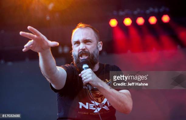 Singer Neil Fallon of Clutch performs at Charlotte Metro Credit Union Amphitheatre on July 17, 2017 in Charlotte, North Carolina.