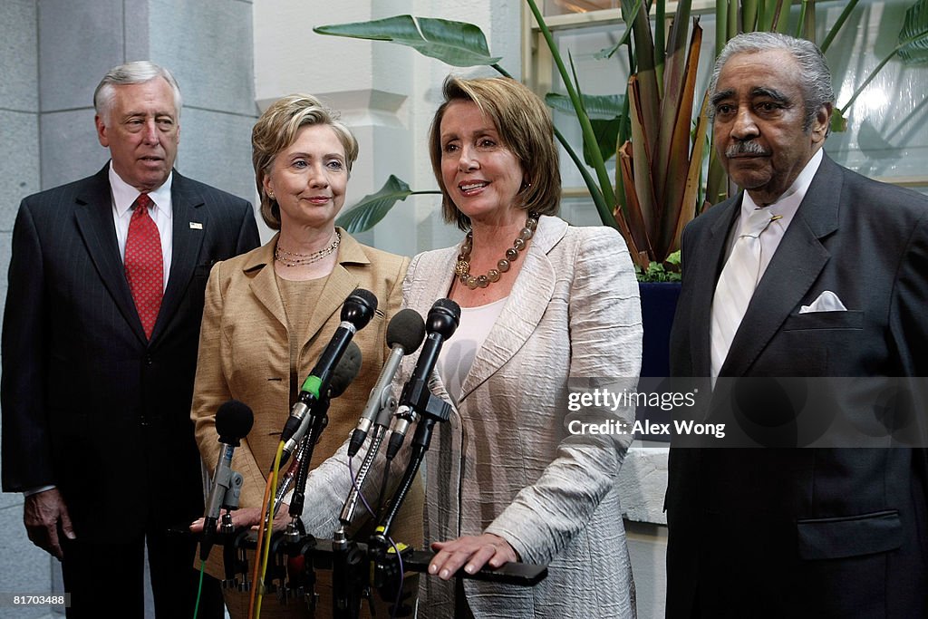 Hillary Clinton Attends Democratic Caucus Meeting