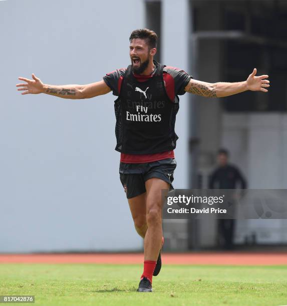 Olivier Giroud of Arsenal during an Arsenal Training Session at Yuanshen Sports Centre Stadium on July 18, 2017 in Shanghai, China.