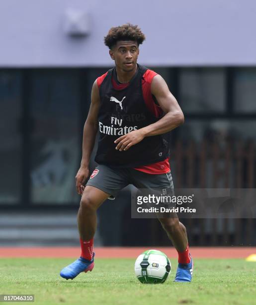 Reiss Nelson of Arsenal during an Arsenal Training Session at Yuanshen Sports Centre Stadium on July 18, 2017 in Shanghai, China.