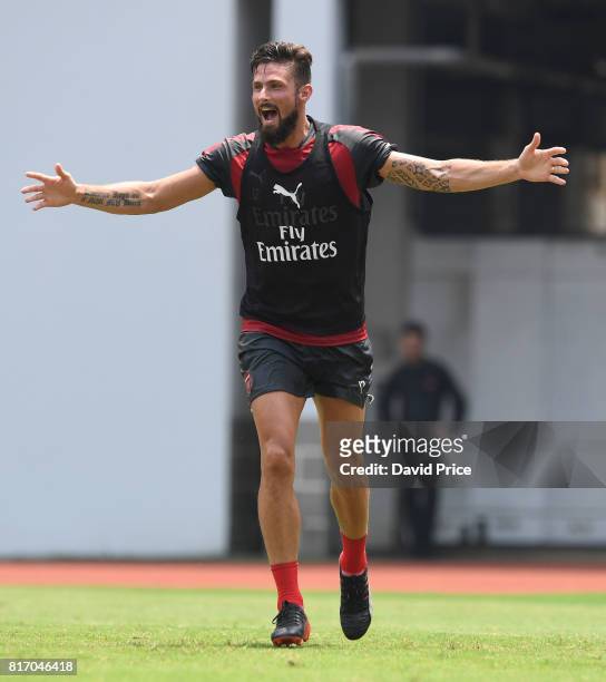 Olivier Giroud of Arsenal during an Arsenal Training Session at Yuanshen Sports Centre Stadium on July 18, 2017 in Shanghai, China.