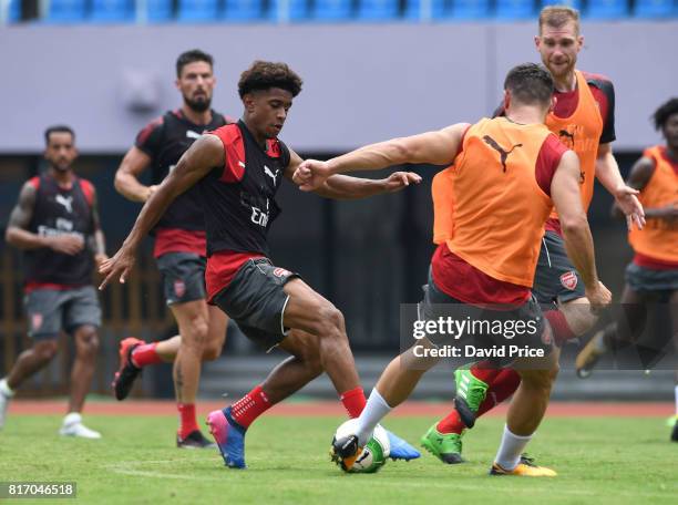 Reiss Nelson of Arsenal during an Arsenal Training Session at Yuanshen Sports Centre Stadium on July 18, 2017 in Shanghai, China.