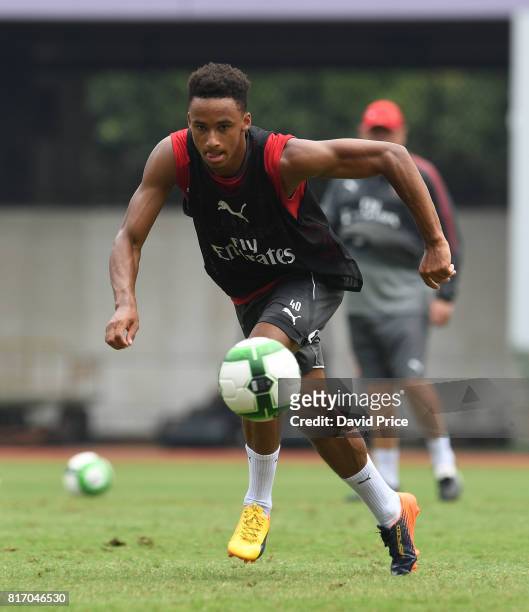 Cohen Bramall of Arsenal during an Arsenal Training Session at Yuanshen Sports Centre Stadium on July 18, 2017 in Shanghai, China.