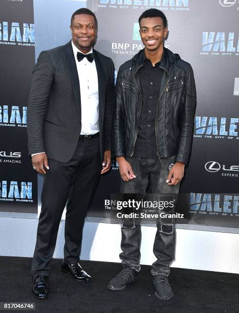 Chris Tucker and son Destin Christopher arrives at the Premiere Of EuropaCorp And STX Entertainment's "Valerian And The City Of A Thousand Planets"...