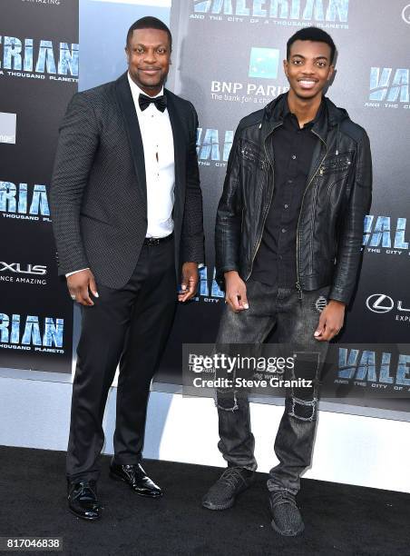 Chris Tucker and son Destin Christopher arrives at the Premiere Of EuropaCorp And STX Entertainment's "Valerian And The City Of A Thousand Planets"...