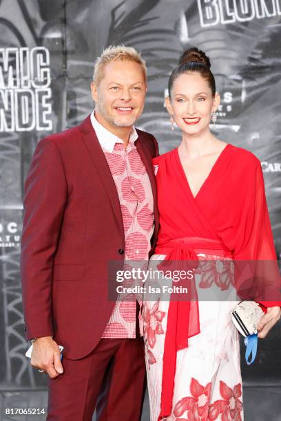 Model Christin Dechant and musician Uwe Fahrenkrog-Petersen attend the 'Atomic Blonde' World Premiere at Stage Theater on July 17, 2017 in Berlin,...