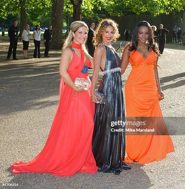 Heidi Range, Amelle Berrabah and Keisha Buchanan of The Sugababes arrive at the Dinner In Honour Of Nelson Mandela at Hyde Park on June 25, 2008 in...