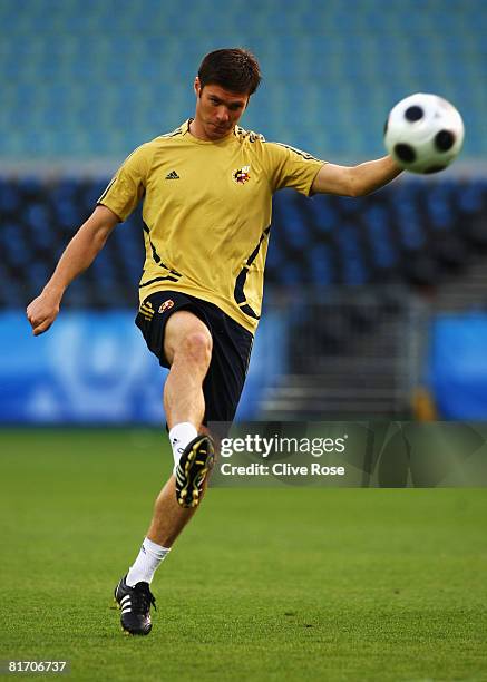 Xabi Alonso of Spain during Spain training at Ernst Happel Stadion on June 25, 2008 in Vienna, Austria. Spain will play Russia in the UEFA EURO 2008...