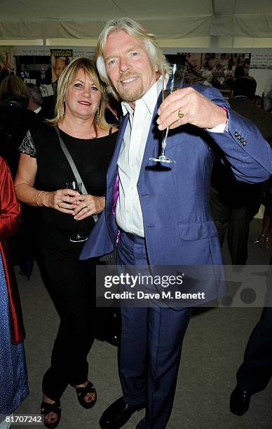 Joan Templeman and Sir Richard Branson attend the dinner in honour of Nelson Mandela, celebrating his 90th birthday, at Hyde Park on June 25, 2008 in...