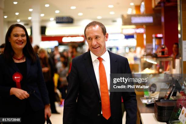 Opposition Leader Andrew Little is seen on the campaign trail at the LynnMall Shopping Centre on July 18, 2017 in Auckland, New Zealand. The NZ...
