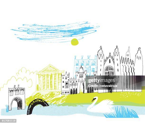 cambridge england - cambridge bridge stock illustrations