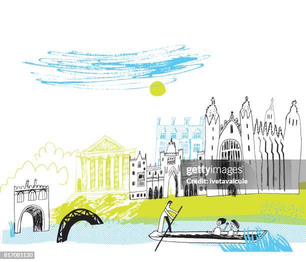 cambridge england - kings college chapel cambridge stock illustrations