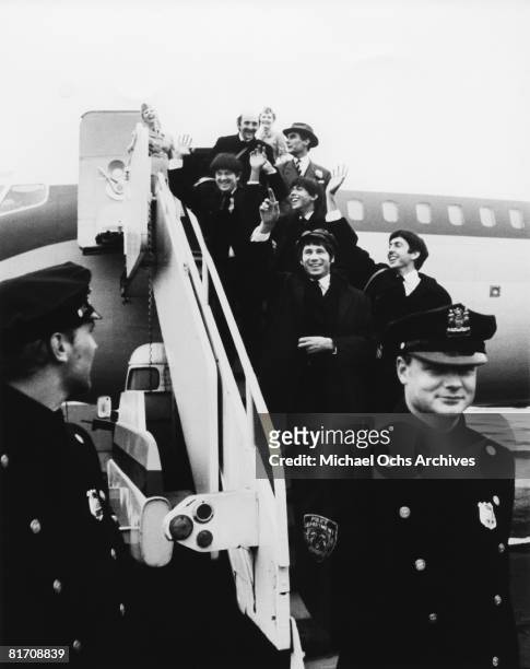 The Rutles arrive in America in1978 in New York City, New York. The Pre-Fab Four were filming their mockumentary titled "All You Need Is Cash" that...