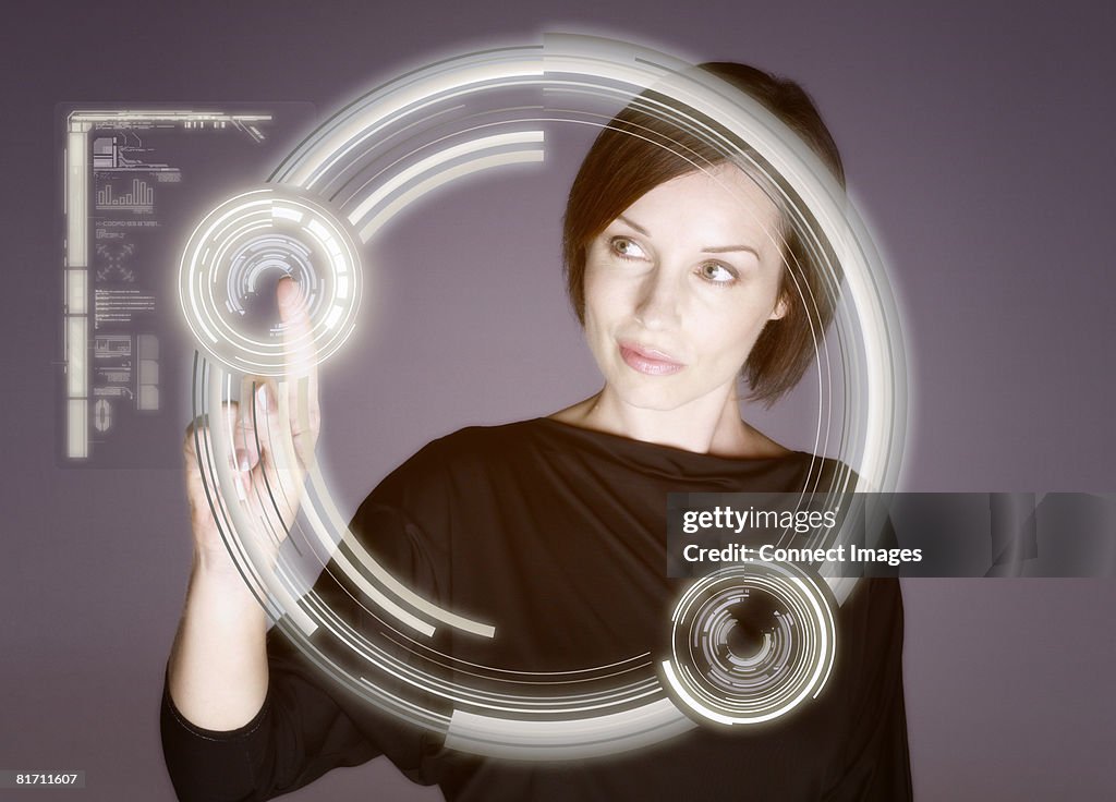 Woman touching screen