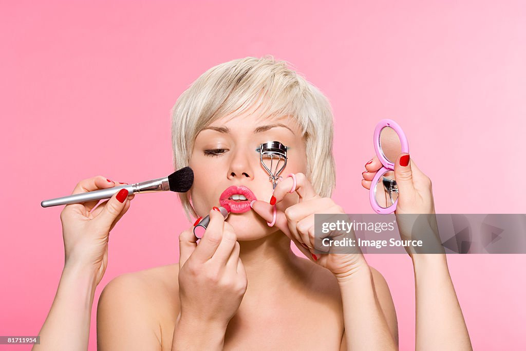 Woman being made up