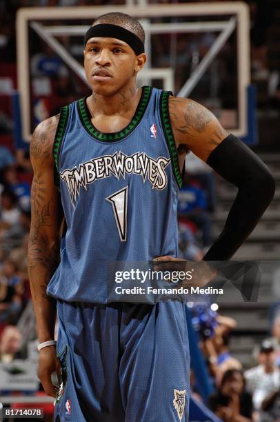 Rashad McCants of the Minnesota Timberwolves stands on the court during the game against the Orlando Magic on April 11, 2008 at Amway Arena in...