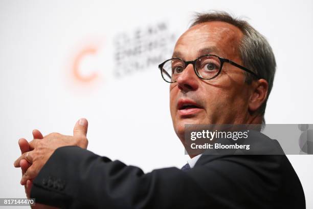 Jerome Pecresse, chief executive officer of GE Renewable Energy, speaks at the Clean Energy Summit in Sydney, Australia, on Tuesday, July 18, 2017....