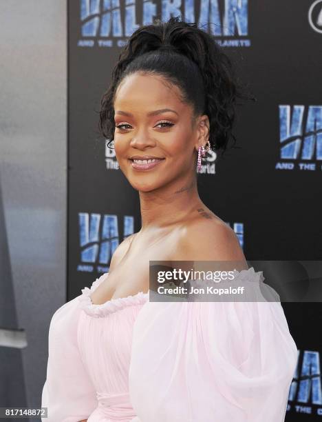 Singer Rihanna arrives at the Los Angeles Premiere "Valerian And The City Of A Thousand Planets" at TCL Chinese Theatre on July 17, 2017 in...