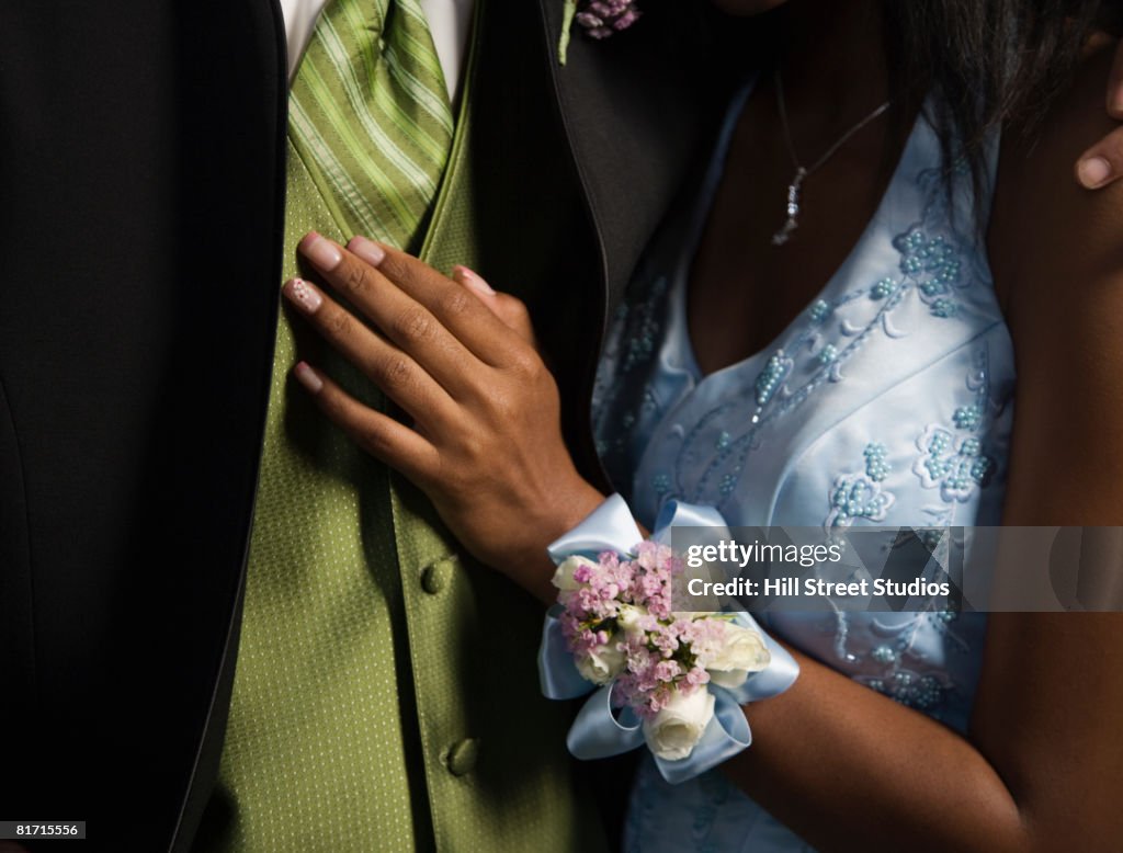 Multi-ethnic teenaged couple at prom