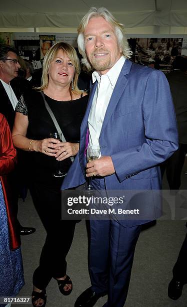 Joan Templeman and Sir Richard Branson attend the dinner in honour of Nelson Mandela, celebrating his 90th birthday, at Hyde Park on June 25, 2008 in...