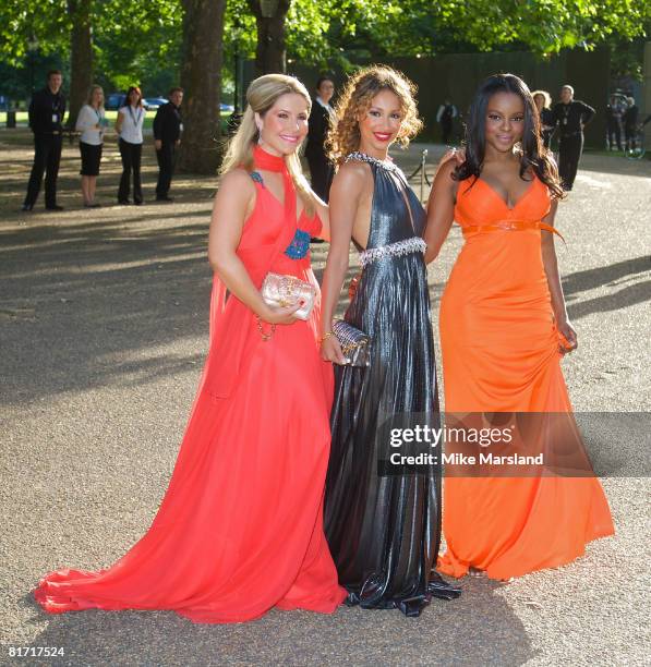 Heidi Range, Amelle Berrabah and Keisha Buchanan of The Sugababes arrive at the Dinner In Honour Of Nelson Mandela at Hyde Park on June 25, 2008 in...