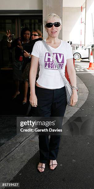 Annie Lennox arriving at The InterContinental Hotel Park Lane, ahead of Nelson Mandela's 90th birthday celebrations, on June 26, 2008 in London,...