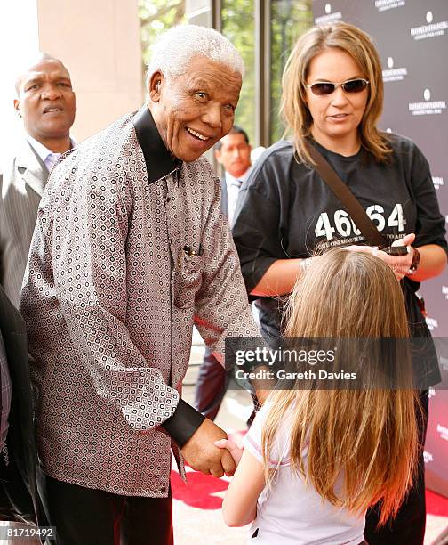 Nelson Mandela arrives at The InterContinental Hotel, Park Lane on June 26, 2008 in London, England. Mandela is in London in advance of the 46664...