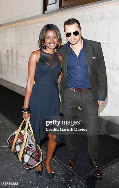 June Sarpong and guest arriving at The InterContinental Hotel Park Lane, ahead of Nelson Mandela's 90th birthday celebrations, on June 26, 2008 in...