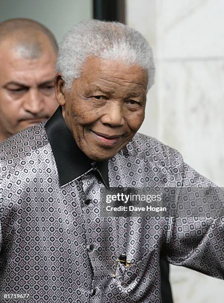 Nelson Mandela arrives at the InterContinental Hotel on June 26, 2008 in London, England.