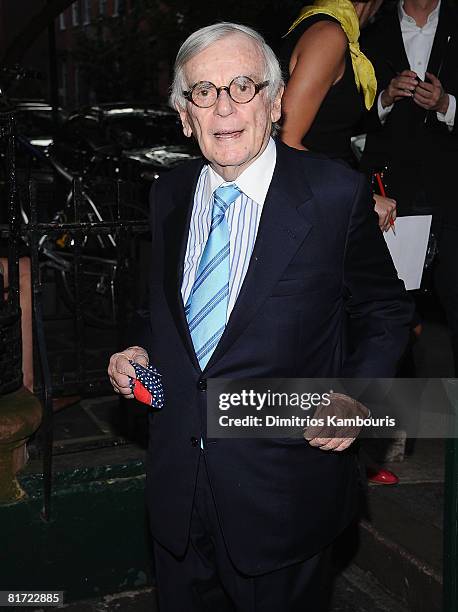 Dominic Dunne attends the "Gonzo: The Life and Work of Dr. Hunter S. Thompson" New York Premiere on June 25, 2008 at The Waverly Inn in New York.