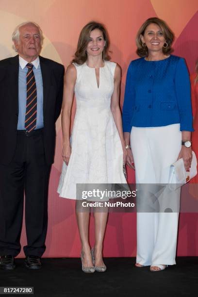 Queen Letizia of Spain attends the 2017 National Fashion Awards at the Museo del Traje on July 17, 2017 in Madrid, Spain.