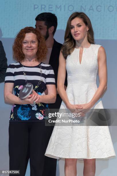 Queen Letizia of Spain attends the 2017 National Fashion Awards at the Museo del Traje on July 17, 2017 in Madrid, Spain.