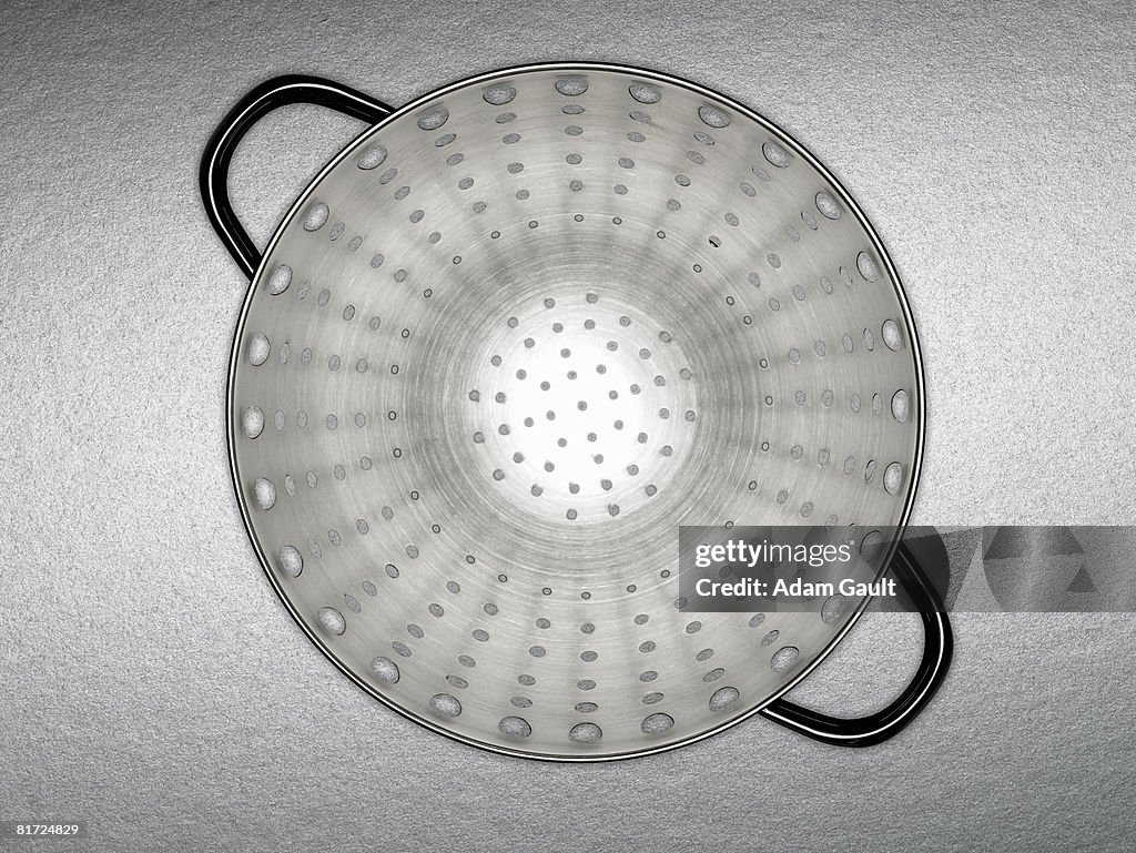 A silver colander