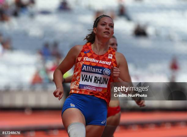 Marlou van Rhijn compete in Women's 100m T44 Heat 2 during IPC World Para Athletics Championships at London Stadium in London on July 17, 2017