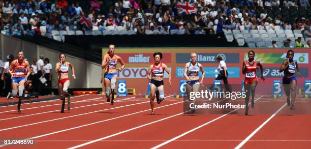 Marlou van Rhijn Sara Andres Barrio , Fleur Jong , l-r Saki Takakuwa and Laura Sugar Nyoshia Cain and Femita Ayanbeku compete in Women's 100m T44...