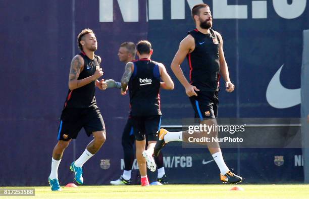 Neymar Jr. And Gerard Pique during the FC Barcelona training, on 17 july 2017. Photo: Joan Valls/Urbanandsport/Nurphoto --