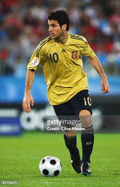 Cesc Fabregas of Spain during the UEFA EURO 2008 Semi Final match between Russia and Spain at Ernst Happel Stadion on June 26, 2008 in Vienna,...