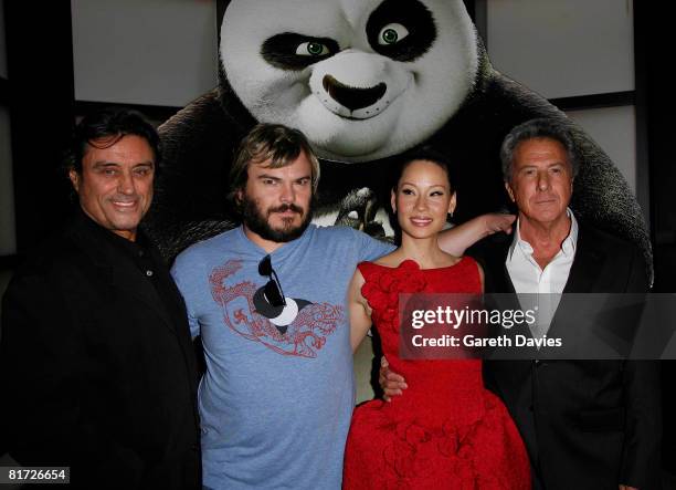 Ian McShane,Jack Black,Lucy Liu & Dustin Hoffman arrivesat the premier of KungFu Panda at the the Vue Cinema,Leicester Square on June 26, 2008 in...