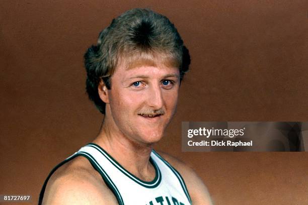 Larry Bird of the Boston Celtics poses for a portrait circa 1985 at the Boston Garden in Boston, Massachusetts. NOTE TO USER: User expressly...