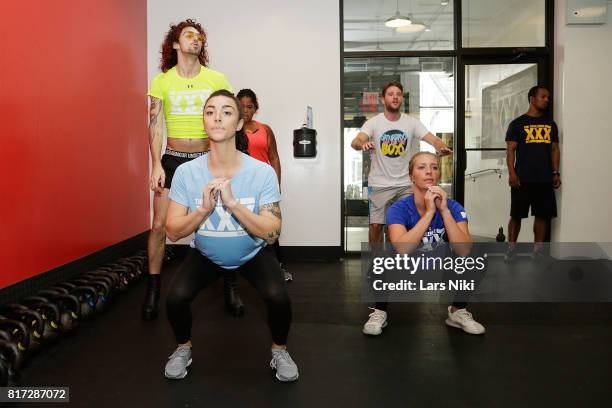 Chris "Ammo" Hall, Kailah Casillas and Jenna Compono train during The Challenge XXX: Ultimate Fan Experience at Exceed Physical Culture on July 17,...