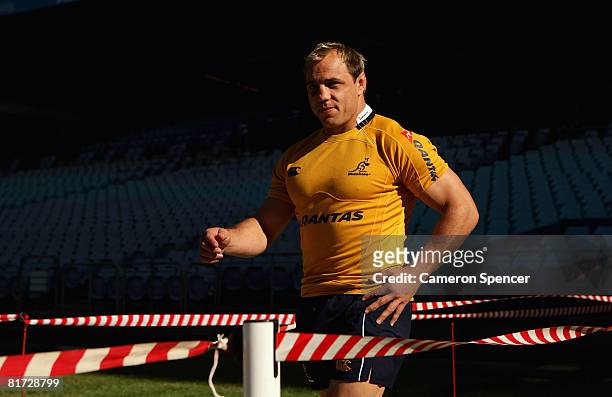 Phil Waugh of the Wallabies walks onto the pitch during the Australian Wallabies captain`s run at ANZ Stadium on June 27, 2008 in Sydney, Australia.